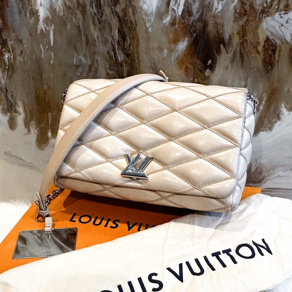 Louis Vuitton Lambskin GO-14 Malletage MM Nude Bag
